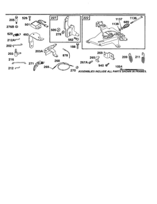 Regulator And Control Bracket Diagram and Parts List for 422700-422799 2107- 2281- 2500 Briggs and Stratton Engine